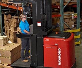 Photo of a person on a Raymond orderpicker